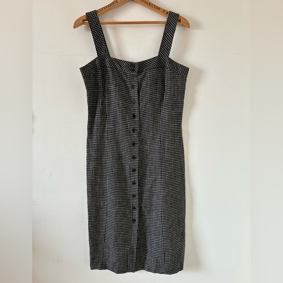 Ann Taylor Dresses & Skirts - Ann Taylor LOFT 100% Linen Black and White Check Midi Dress - Size 6